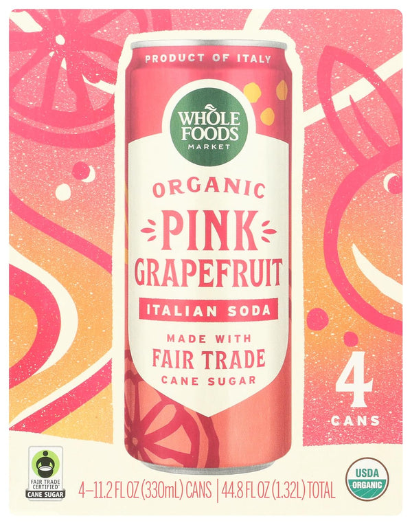Whole Foods Market Organic Pink Grapefruit Italian Soda, 11.2 Fl Oz, 4