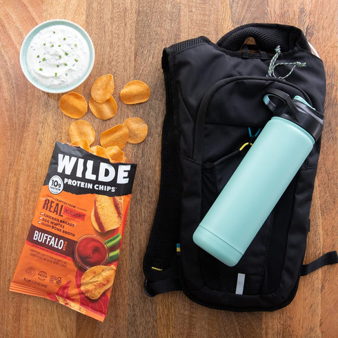 WILDE Buffalo Protein Chips, Thin and Crispy, High Protein, Keto Friendly, 1.34oz Bags (Pack of 8)