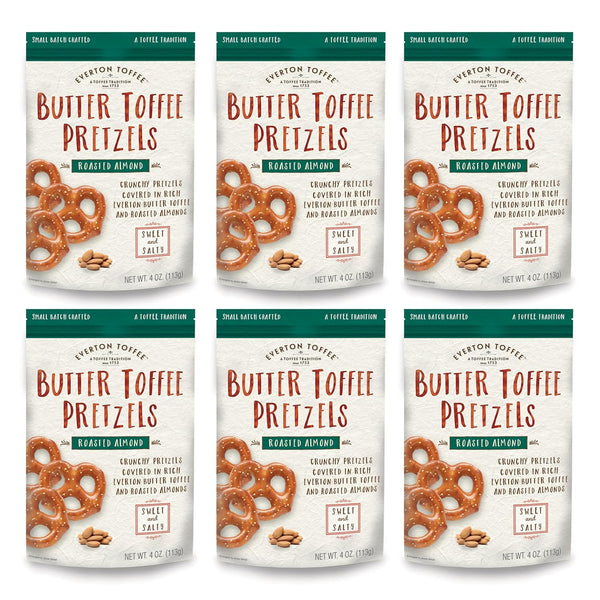 Everton Toffee Butter Toffee Pretzels, Roasted Almond Flavor (4 oz. bag, 6-pack),