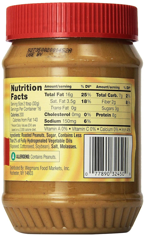 Wegmans 18 Oz. (Pack 2) Wgmns Peanut Butter, Creamy