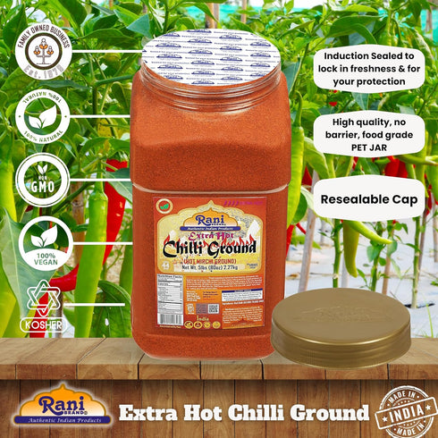 80oz (5lbs) 2.27kg Rani Extra Hot Chilli Powder Indian Spice Bulk PET Jar ~ All Natural | No Color added | Gluten