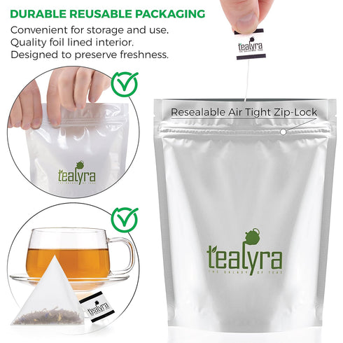 Tealyra Cream Earl Grey Tea Pyramids Bags, Classic Black Leaf Tea with Citrusy Vanilla Flavor, 25 Sachets (2-ounce)