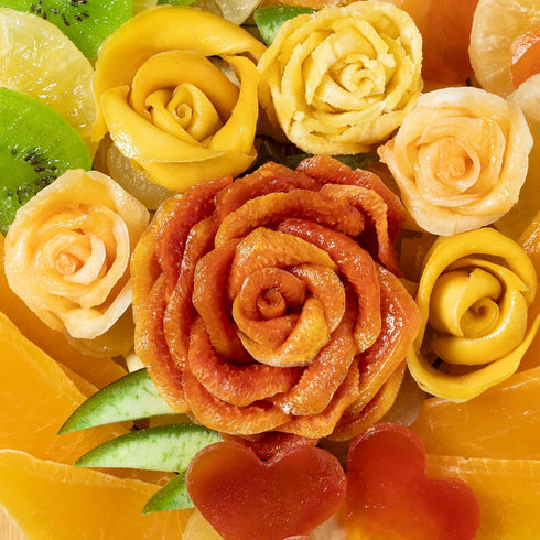 Dried Fruit Gift Basket- Heart Shaped Food Tray- Gourmet Assortment of Premium Tropical Fruits in Reusable Bamboo Heart