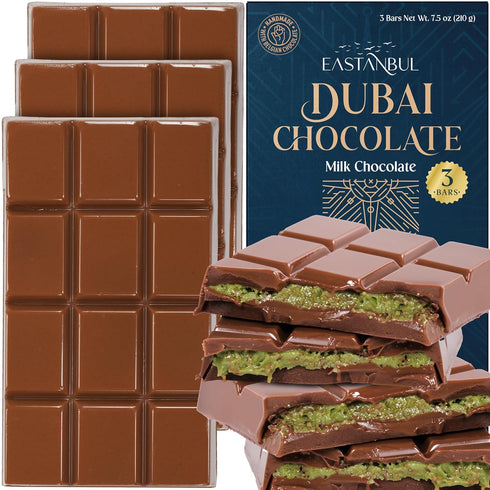 Eastanbul Dubai Chocolate Bar Pistachio, 7.5oz, Premium Pistachio Dubai Chocolate Bar, Dubai
