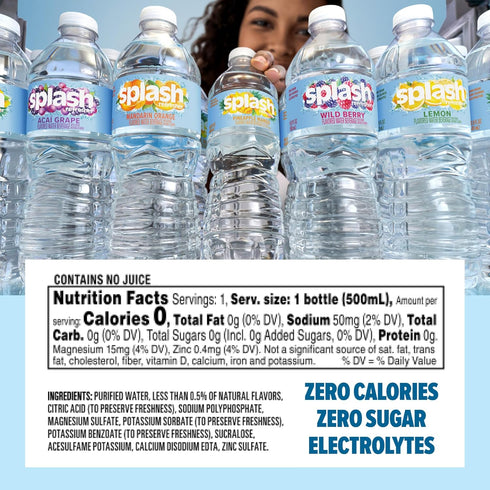 6-Pack, 16.9 Oz SPLASH REFRESHER Flavored Water Bottles, Lemon Flavor - Fl - Refreshing Flavored Bottled Water