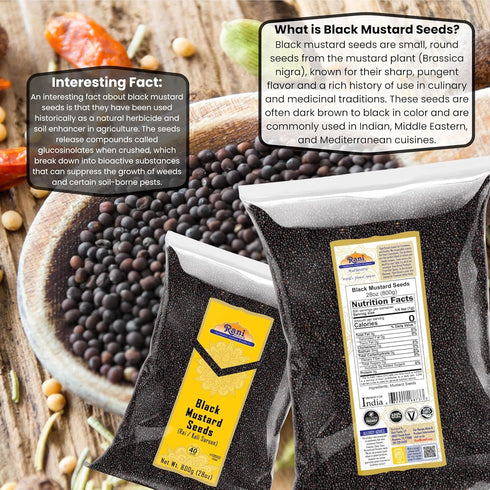 28oz (800g) Rani Black Mustard Seeds Whole Spice (Kali Rai) ~ All Natural | Gluten Friendly | NON-GMO | Kosher | Vegan