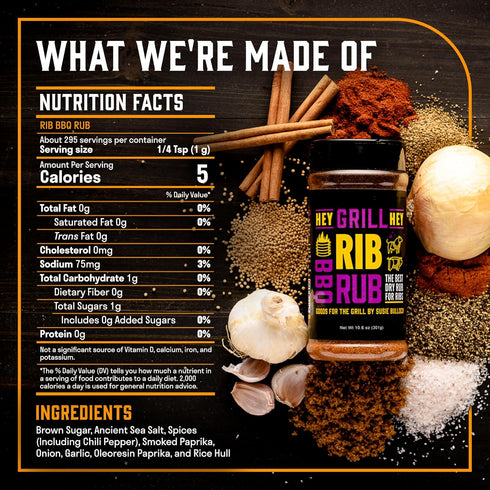 10.4oz Hey Grill Hey | Rib Rub | BBQ Rub | Rib Seasoning | Beef & Pork Seasoning | BBQ Chicken and More | NBBQA Award
