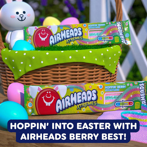 Package, 2 (18-Pack) Airheads Xtremes Belts Candy, Chewy Candy Hoppin Berry Fruit Flavor Artificially Flavored, Ounces