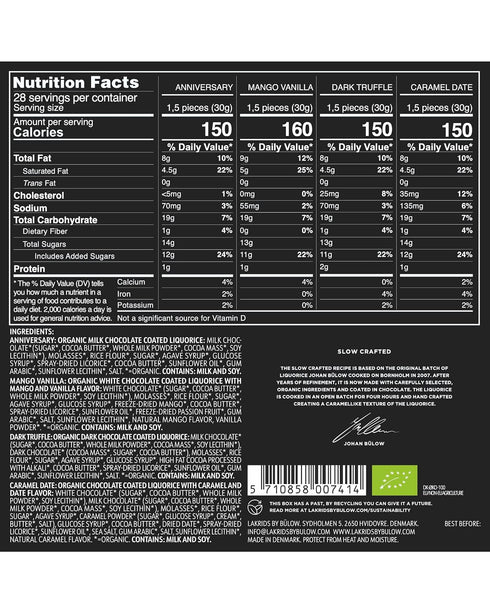 6.2 OZ LAKRIDS BY BLOW - Organic Slow Crafted Selection Box - - Gift Box with Chocolate Coated Gourmet Licorice