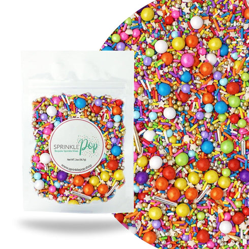 Sprinkle Pop 2oz Rainbow Road Sprinkle Mix | Blend of Rainbow Sprinkles for Decorating Birthday Cakes, Cookies, Cupcakes