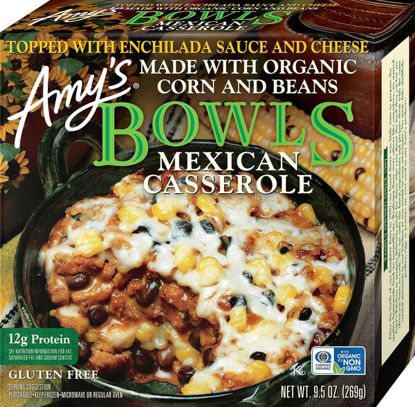 Amy's Frozen Meals, Mexican Casserole Bowl, Made with Organic Tomatoes, Corn and
