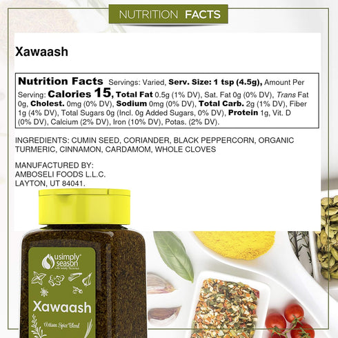USimplySeason Xawaash Spice, 4.8 oz - East African Cuisine Inspired, Vegan, Non-GMO, No-Salt