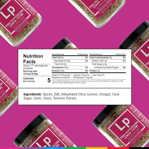 Pink Peppercorn Lemon Thyme - All-Purpose Grilling Spice Rub - 5.4 Ounces