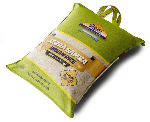 64oz (4lbs) 1.81kg Rani Jeera Samba Indian Rice Cloth Bag ~ All Natural | Gluten Friendly | Vegan | Kosher | Export