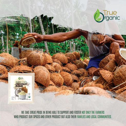 4 64 Oz True Organic Ceylon Coconut Flour, Pound / Bulk Bag, Certified Organic, USDA & Kosher Certified, Non-GMO
