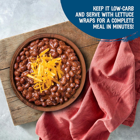 (4 Pack) 10 oz Simmered The Good Bean Heat and Eat Pouch - Low-Carb Classic Chili - Pouch - Black Soybeans with Chili