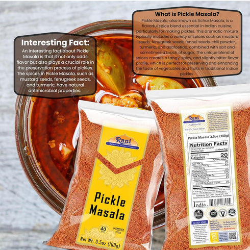 Rani Pickle (Achar) Masala Indian Spice Blend 3.5oz (100g) ~ All Natural, Vegan, Gluten Friendly
