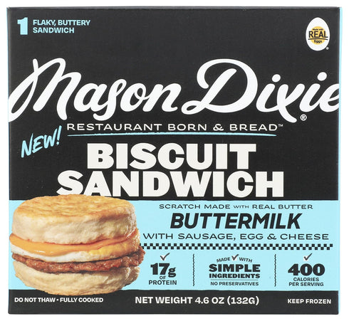 MASON DIXIE BISCUIT CO Buttermilk Biscuit Sandwich with Sausage, Egg & Cheese, 4.6 OZ