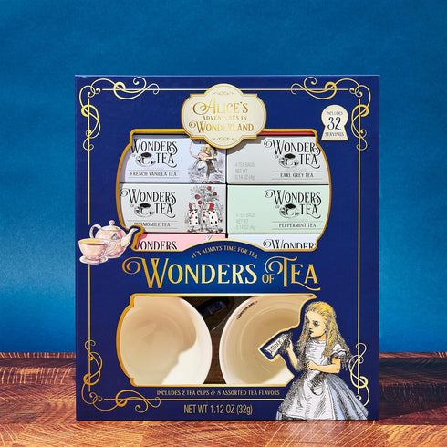 Set, 2 32 Packaging, Set 34 Alices Adventures in Wonderland Tea Assortment Gift Includes Ceramic Cups and Tea Bags