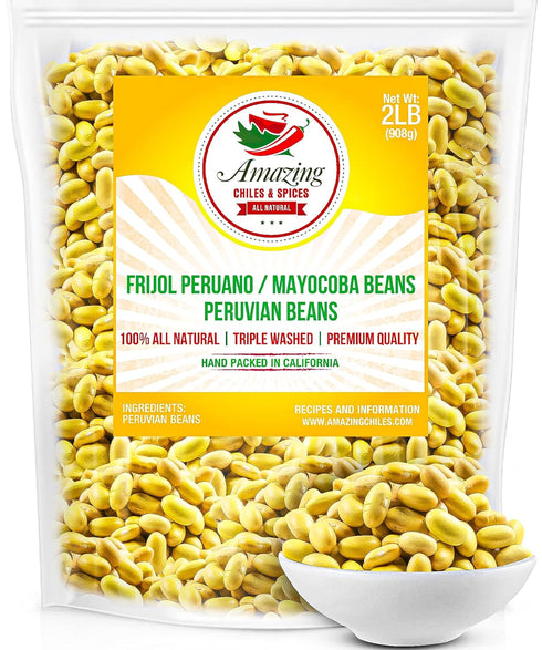 Canary (Peruvian) Beans 2 LB Bag, - Frijol Peruano - Mayocoba Beans,
