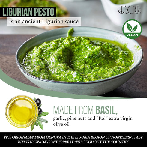 ROI Pesto Sauce - Vegan Basil Pesto, Gluten Free, Keto Friendly, 6.3 oz (Pack of 1)