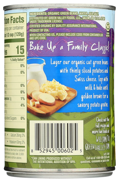 14.5 OZ GREEN VALLEY Organic Cut Green Beans