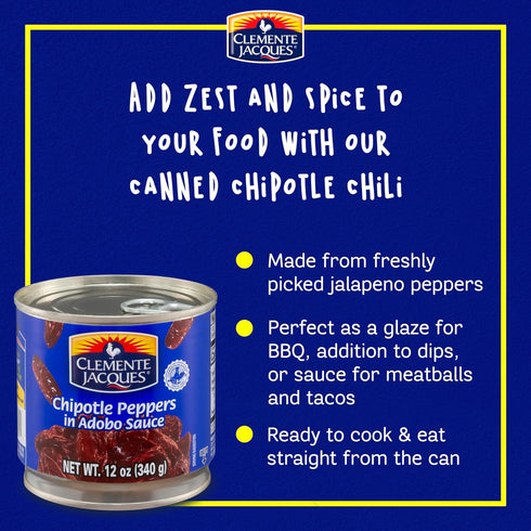 Clemente Jacques 12 oz (Pack 12) Chipotle Peppers in Adobo Sauce