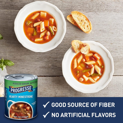19 oz. Progresso Reduced Sodium, Hearty Minestrone Soup Canned Soup, Gluten Free