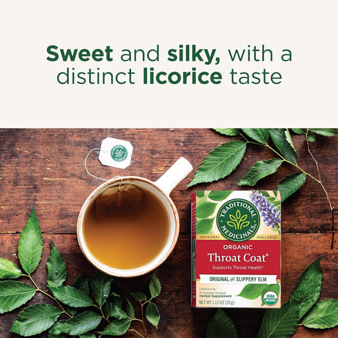 96 (6 Pack) Traditional Medicinals Tea, Organic Throat Coat, Supports Throat Health, Tea Bags