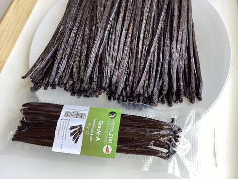 12 Tahitian Vanilla Beans Grade A for Extract, Cooking and Baking. 6"-7" Fresh NON-GMO Gourmet Whole Pods by FITNCLEAN VANILLA.
