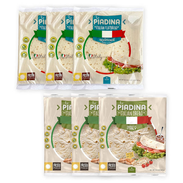 Fresco Piada, 6- Pack - Mixed Bundle of Piadina Italiana, 3 Originals