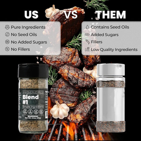 Santa Cruz Paleo Seasoning (Blend #1), Gluten Free, Keto, Sugar Free, and Paleo, Garlic, Sea Salt, Rosemary, and Black Pepper, All Purpose Spice Blend Seasonings for Cooking, Grilling, 3.5 oz