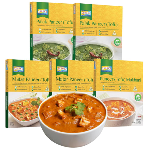 Ashoka Traditional Indian Meals 1932, Gluten-Free Meal Kit, Vegan Tofu Paneer Assortment,