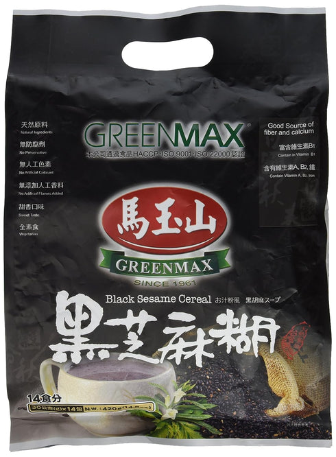 GREENMAX SINCE 1961 GreenMax Black Sesame Cereal Drink 12 Sachets x 30g (360g Total), Instant