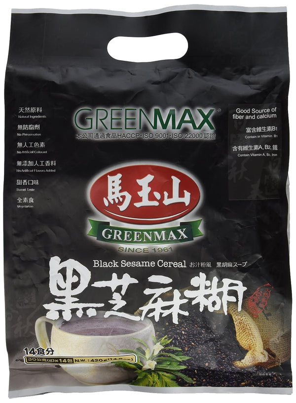 GREENMAX SINCE 1961 GreenMax Black Sesame Cereal Drink 12 Sachets x 30g (360g Total), Instant