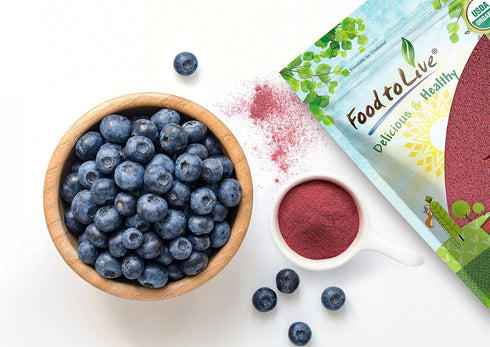 2 Food to Live Organic Blueberry Juice Powder, Pounds - Non-GMO, Unsulfured, Raw, Vegan, Bulk, Great for Juices