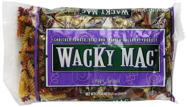 WACKY MAC , Enriched Tomato, Beet & Spinach Macaroni, Veggie Spirals, 12oz Bag (Pack