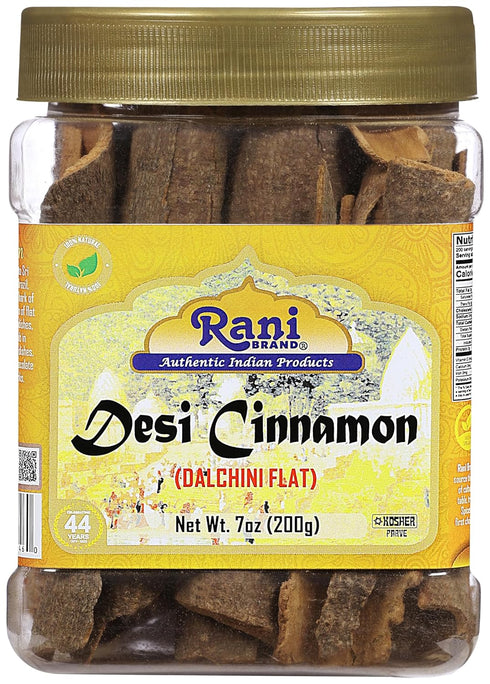 Rani Desi (Dalchini) Flat Cinnamon, 7oz (200g) PET Jar, All Natural, Vegan, Gluten Friendly, Kosher