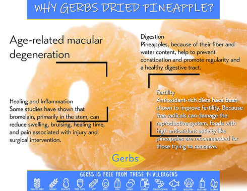 4 lbs. 14 Gerbs Lightly Sweetened Dried Pineapple Cubes | Unsulfured, No Artificial Additives, Resealable Bag |