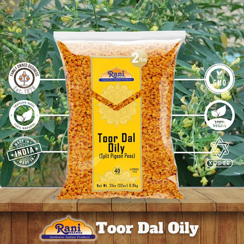 32oz (2lbs) 908g Rani Toor Dal (Split Pigeon Peas) Oily, ~ All Natural | Gluten Friendly | NON-GMO | Vegan | Indian