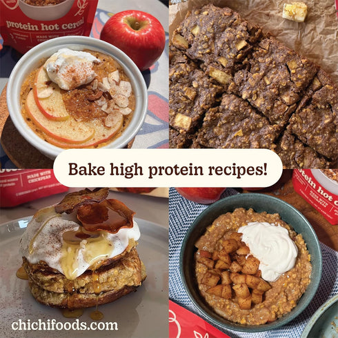 (8.8 oz 4 20 Protein-packed (10g), ChiChi Protein Hot Cereal | Apple Cinnamon x pouches, servings) Made with Chickpeas