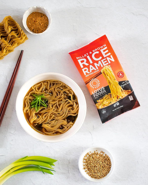 Brown-2.8 oz (Pack 4) Lotus Foods Organic Ramen Miso Soup Mix-Millet