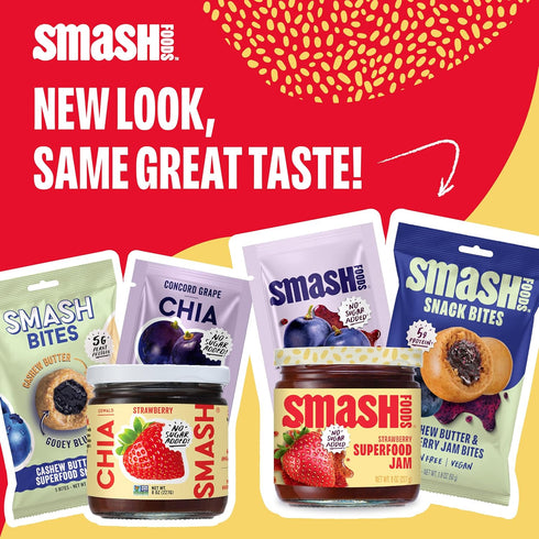 Packets 10 Smash Foods Blueberry Jam Squeeze | Single Serve | Natural, Keto & No Sugar Added | Vegan & Upcycled Fruit