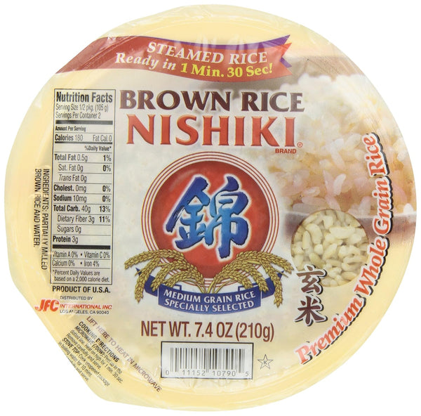 Nishiki Cooked Brown Rice, 7.4-Ounces, Pack of 6 for Easy Meal Preparation