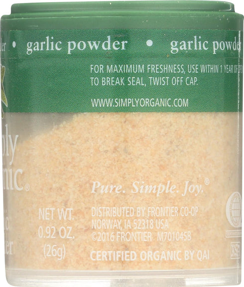 0.92 oz Pack 2 Simply Organic Garlic Powder, Certified Organic | | of | Allium sativum L.