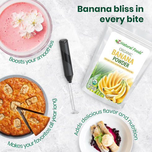 Immunity, 1 lb. Z Natural Foods Organic Banana Powder, Fiber Supplement for Glowing Skin and Enhanced Great in Juice