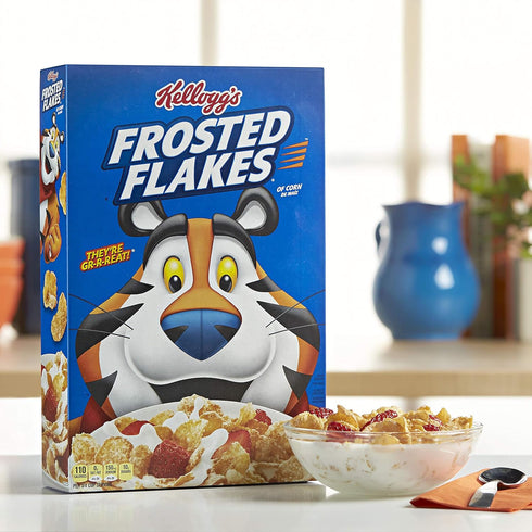 33 Oz Kellogg's Frosted Flakes Cereal - Sweet Breakfast that Lets Your Great Out, Fat-Free, Giant-Size, Box