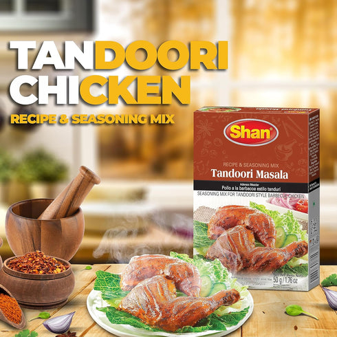 (50g) Packets (Pack 6) Shan - Tandoori Masala Seasoning Mix - Spice for Tandoori Style Chicken