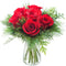 KaBloom - Merry Red Roses| Fresh For Delivery Prime with vase -