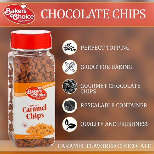 Baker's Choice 9 oz. Caramel Flavored Chocolate Chips, Non Dairy, Kosher